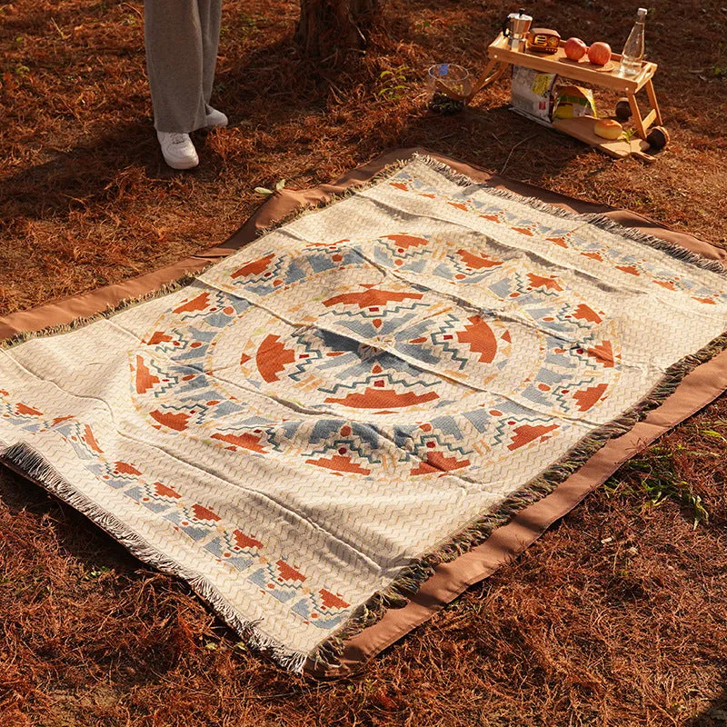 2-Piece Pack Set 90x210cm Bohemian Picnic Blanket | Waterproof Camping Blanket, Outdoor Rug for Camping, Picnic, Beach