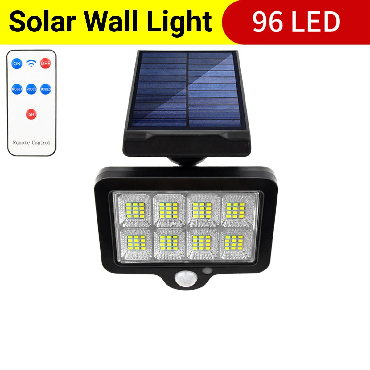 96/120/160 LED Solar Motion Sensor Security Wall Lamp Floodlight with Remote Control