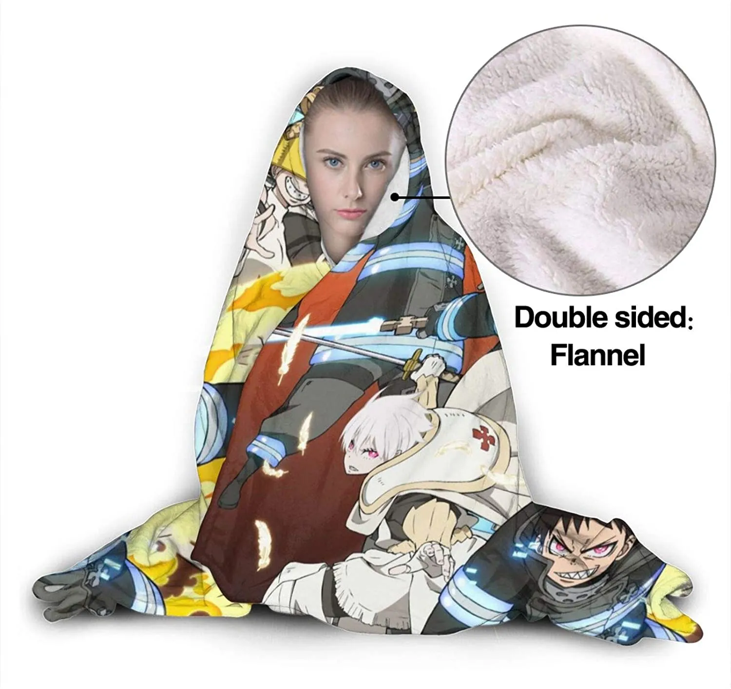 Anime Fire Force Hooded Blanket -  Flannel Blanket