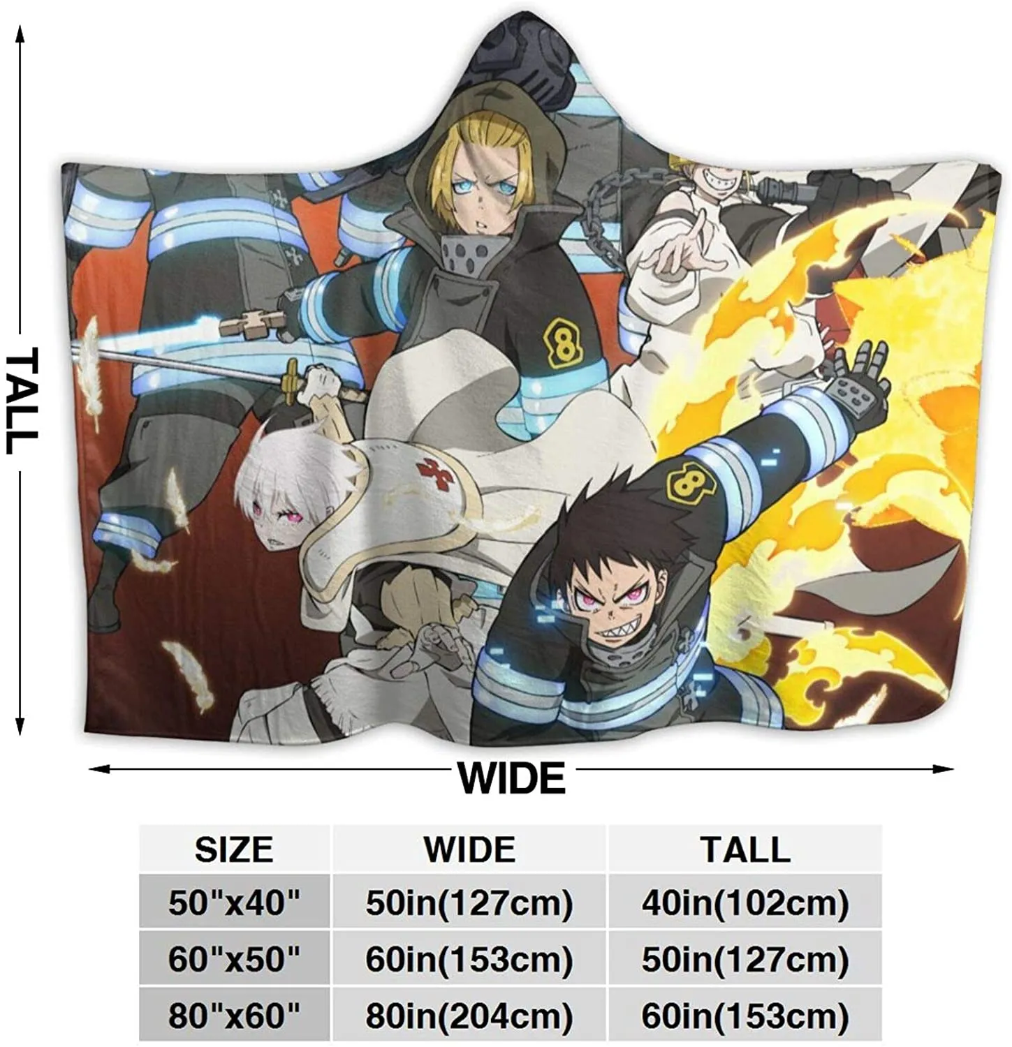 Anime Fire Force Hooded Blanket -  Flannel Blanket