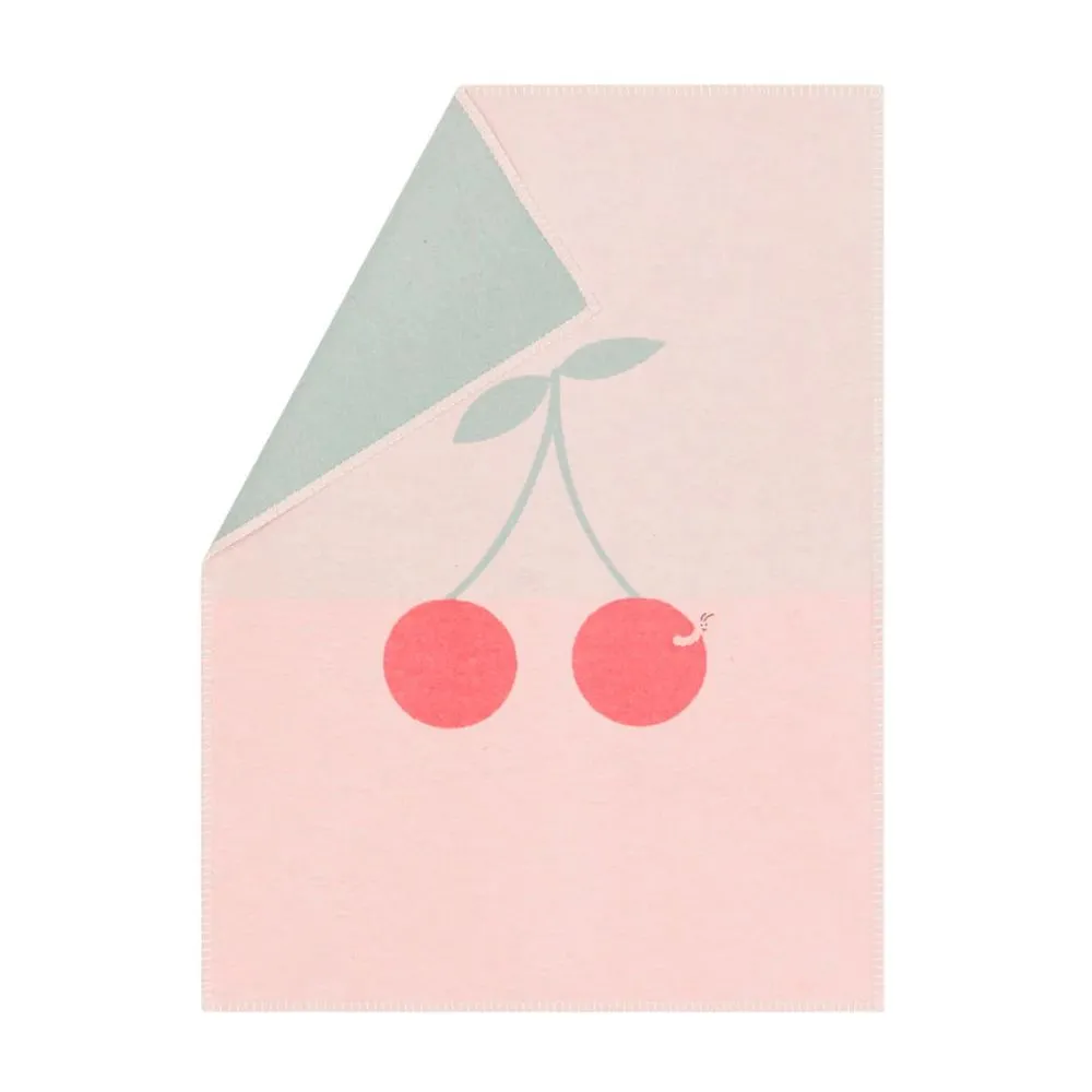 Fussenegger LILI baby blanket  Cherries with Worm Embroidered 70X90cm
