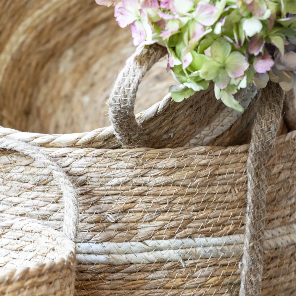 Natural Straw Baskets - Set of Three