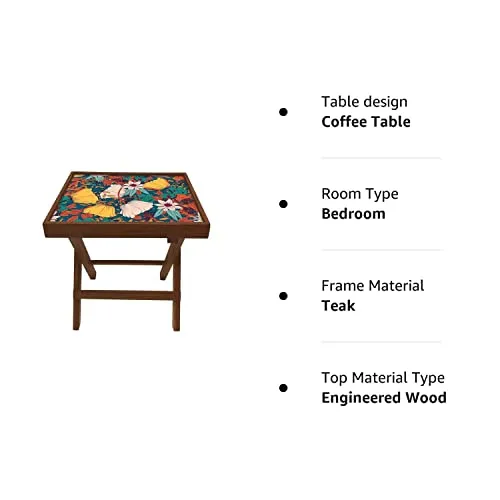 Nutcase Designer Teak Wood Side Table Folding Wooden Bedside Coffee Outdoor Picnic Table - Elegance