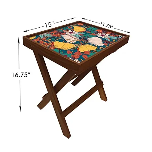 Nutcase Designer Teak Wood Side Table Folding Wooden Bedside Coffee Outdoor Picnic Table - Elegance
