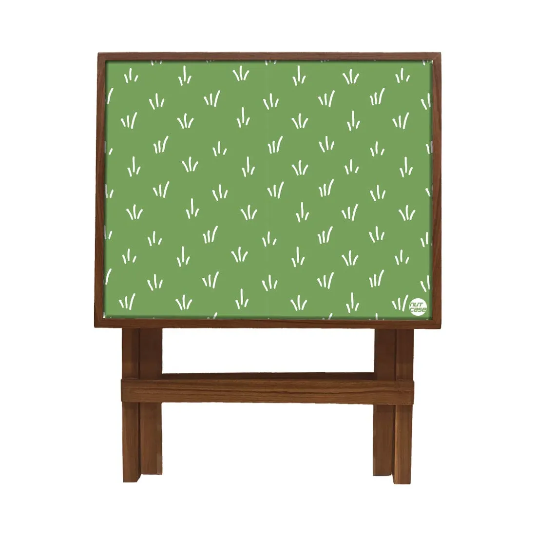 Nutcase Designer Teak Wood Side Table Folding Wooden Bedside Coffee Outdoor Picnic Table - Green Pattern