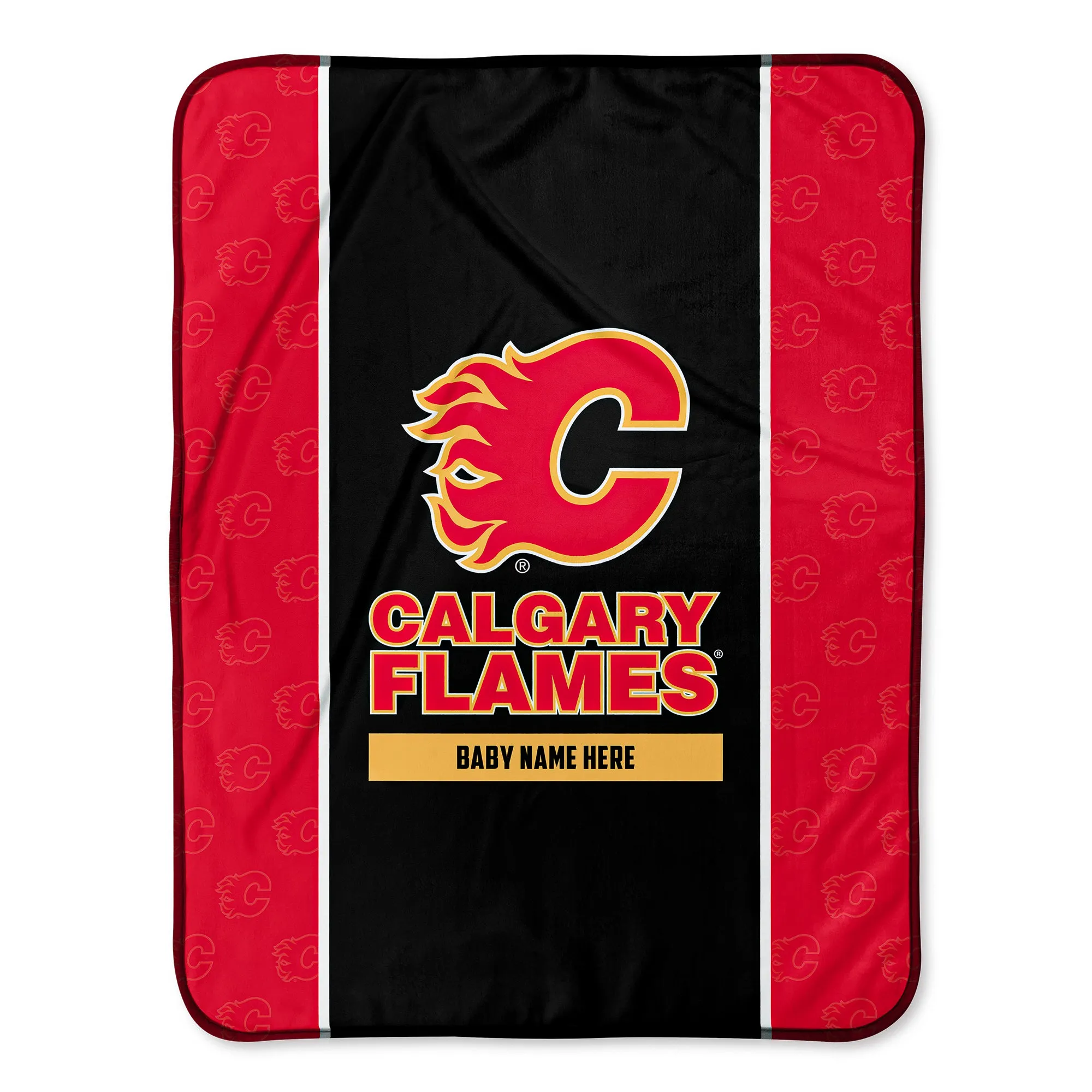 Personalized Calgary Flames Icon Baby Pixel Fleece Blanket