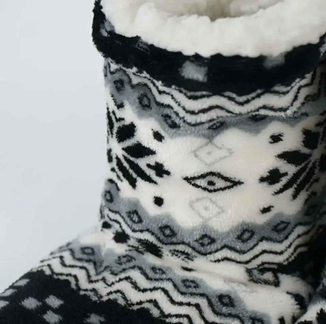 Print Snow Coral Fleece Winter Warm Womens Plush Indoor  Slippers Boots Shoes