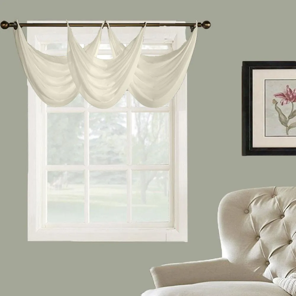 Rhapsody Lined Sheer Voile  Grommet Top Ascot Valance
