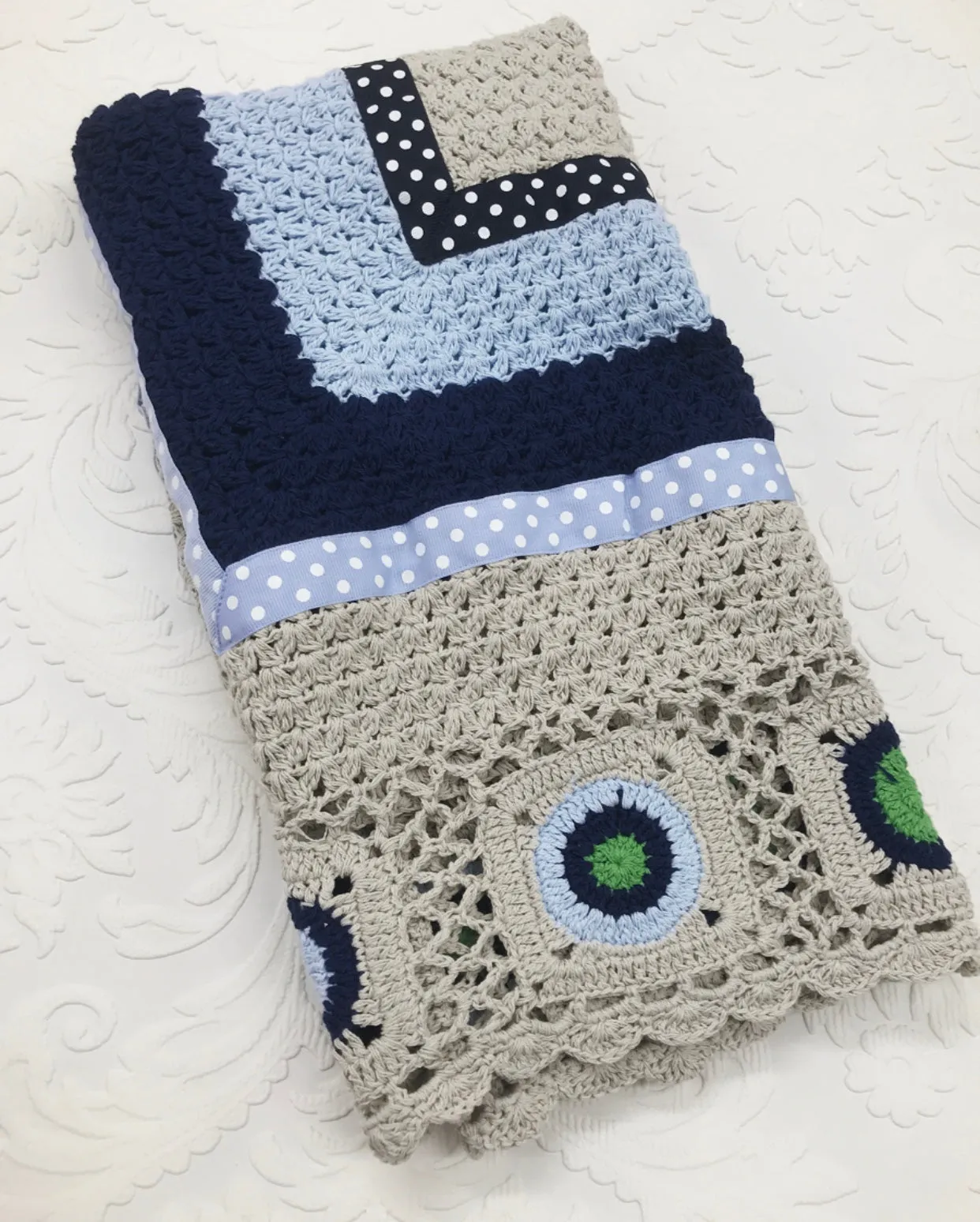 Sky Blue Hand Crocheted Blanket