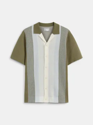 The Knit Camp Collar Shirt in Brown Green