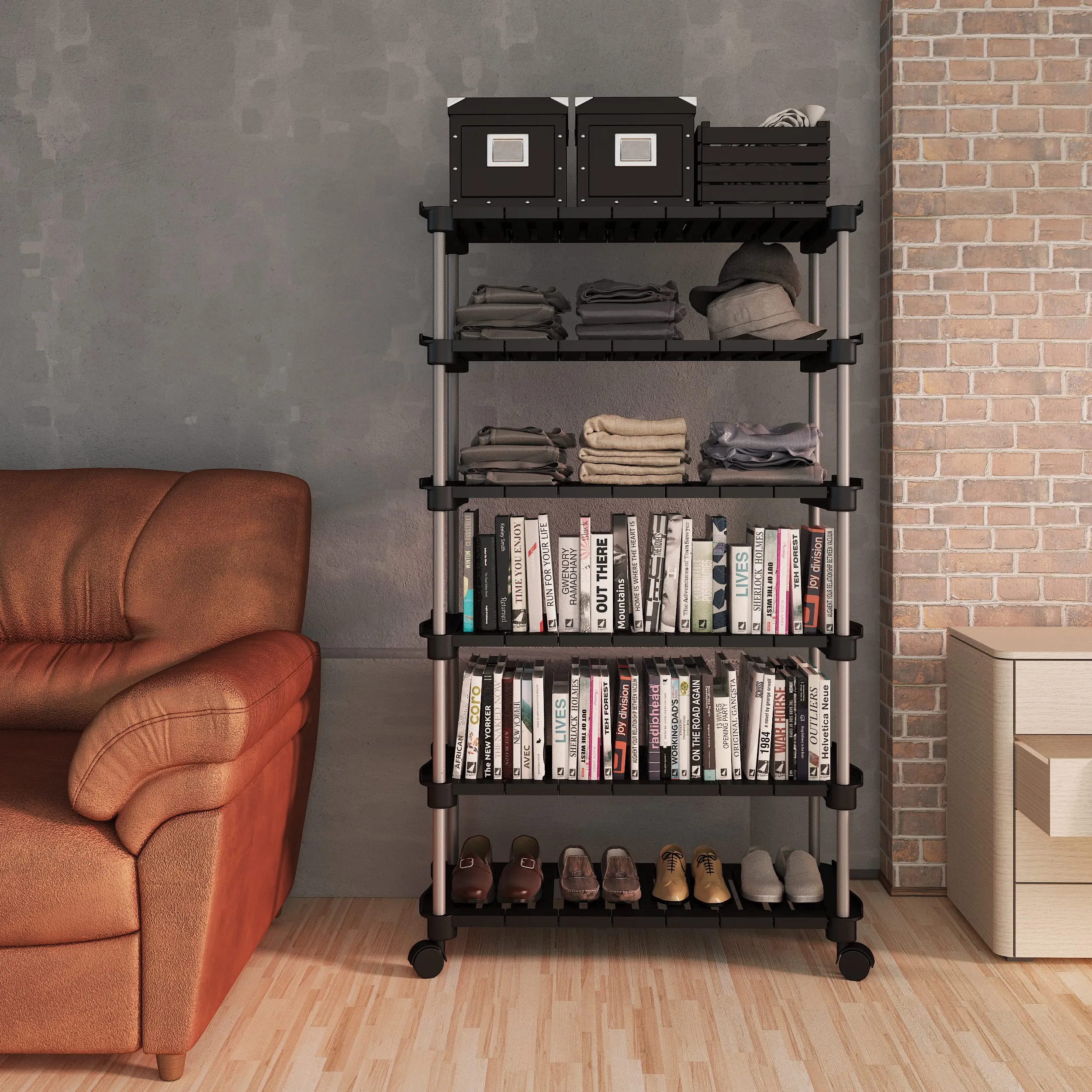 TNT THE NEXT TREND Super Smart Stackable and Durable, Easy to Assemble, Space Saving Wardrobe Organizer Shoe Rack/Book stand (6 Shelf)