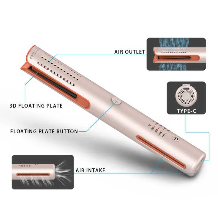 USB Powered Rechargeable Cordless Hair-مكواة فرد الشعر