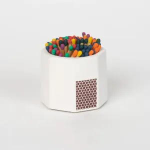 White Match Holder w/ Striker and Rainbow Matches