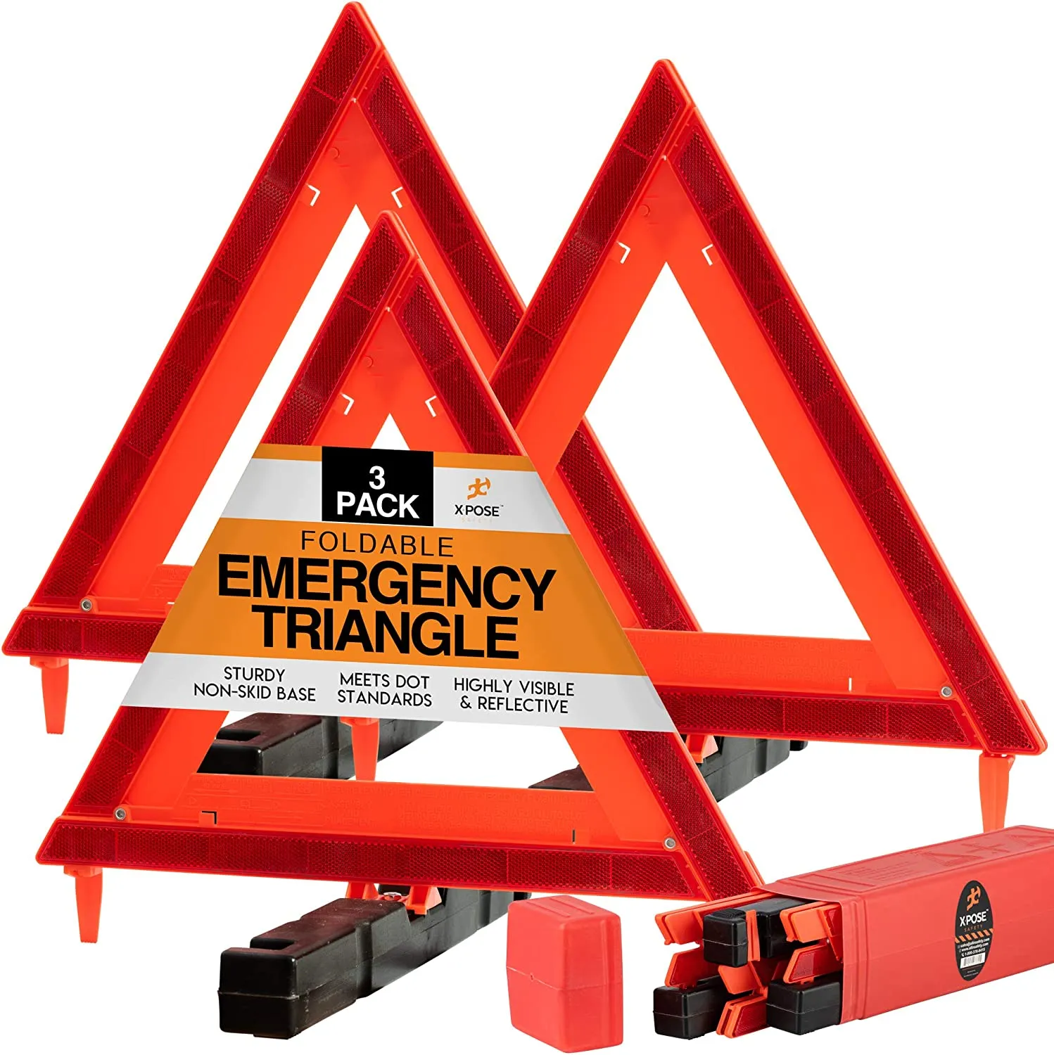 Xpose Safety Reflective Emergency Triangles 3 Pack